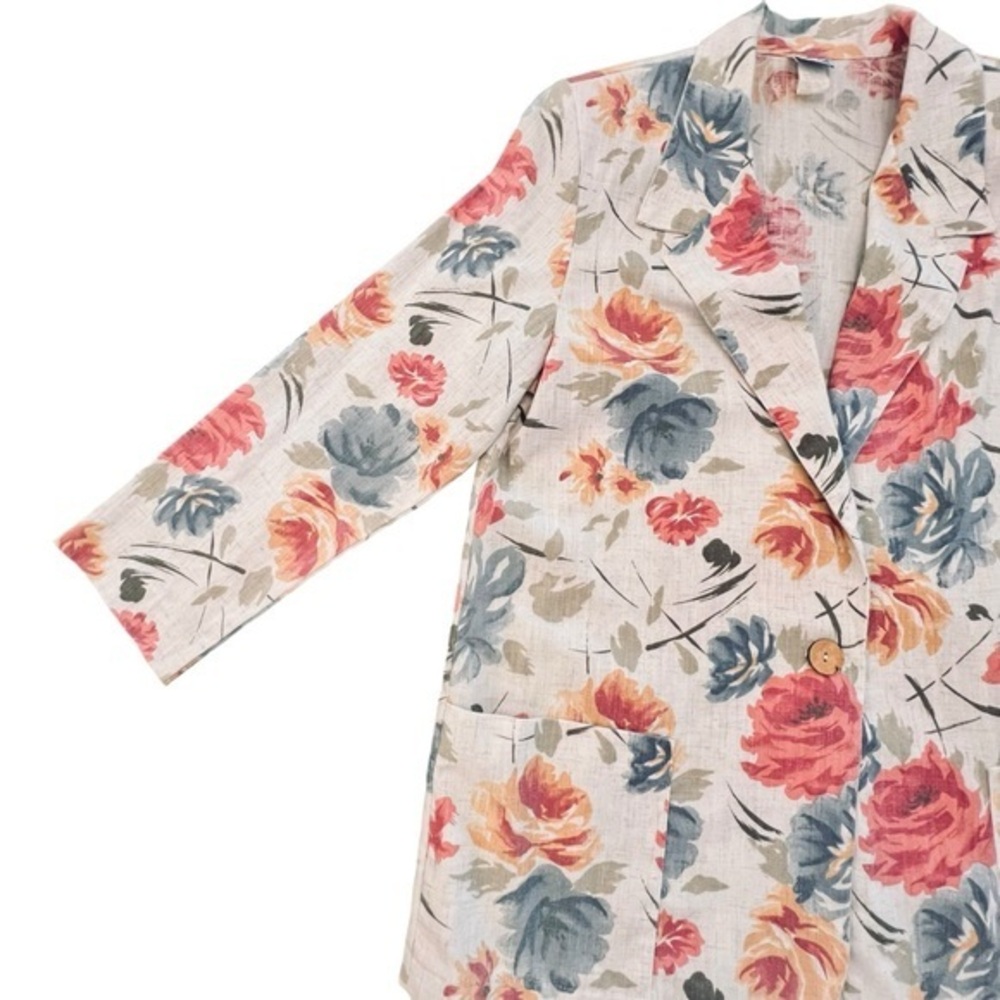 Vintage Bedford Fair Floral Blazer Jacket Long Sleeves Pockets Size 14 USA‎ Made - Picture 9 of 13